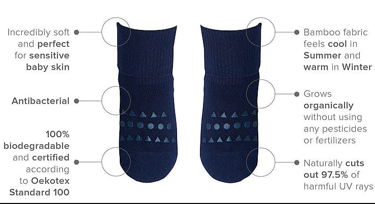 GoBabyGo Baby & Toddler Non-Slip Crew Socks - BAMBOO