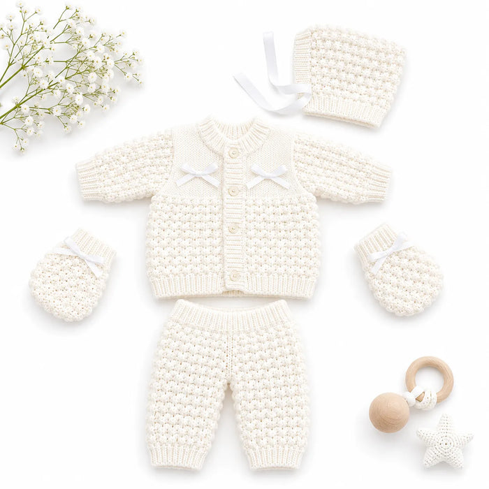 Coffret cadeau bébé Goldtex® 5 pièces classique vintage en maille