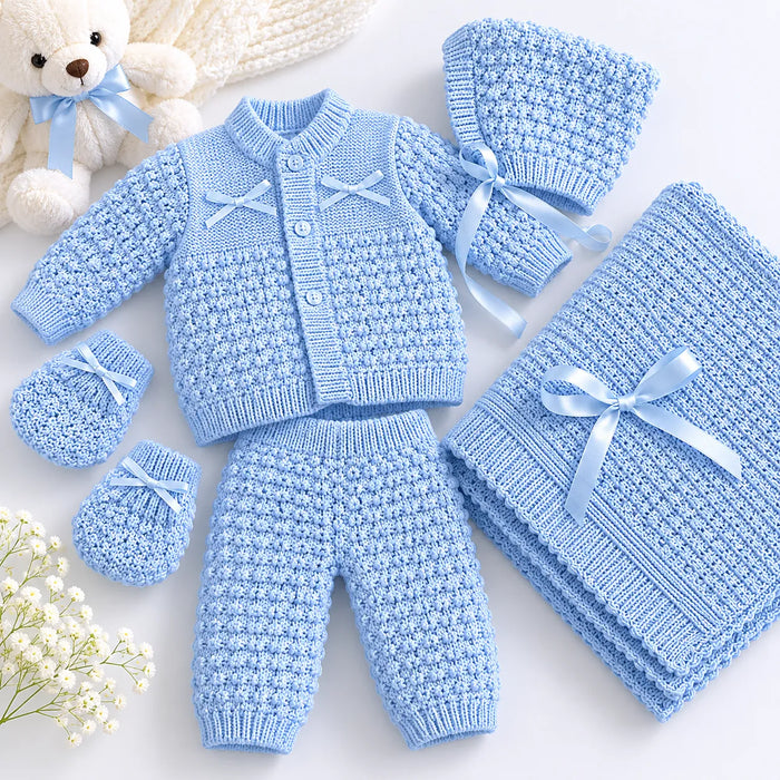 Coffret cadeau bébé Goldtex® 5 pièces classique vintage en maille