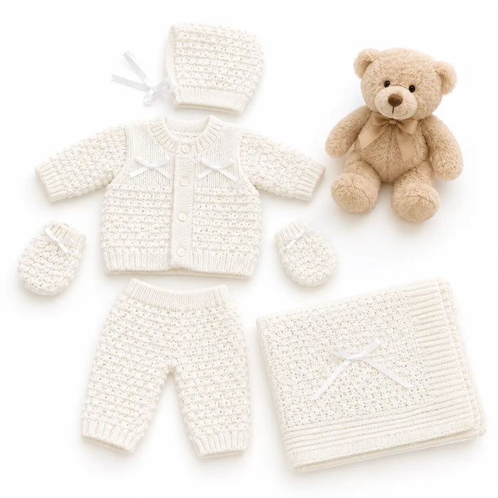 Coffret cadeau bébé Goldtex® 5 pièces classique vintage en maille