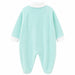 Baby pyjama in light blue fleece with white collar and cuffs, shown laid flat on a white background.