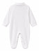 Goldtex GT10 baby romper in white, shown flat from the back to display snap closures and full-length sleeves.