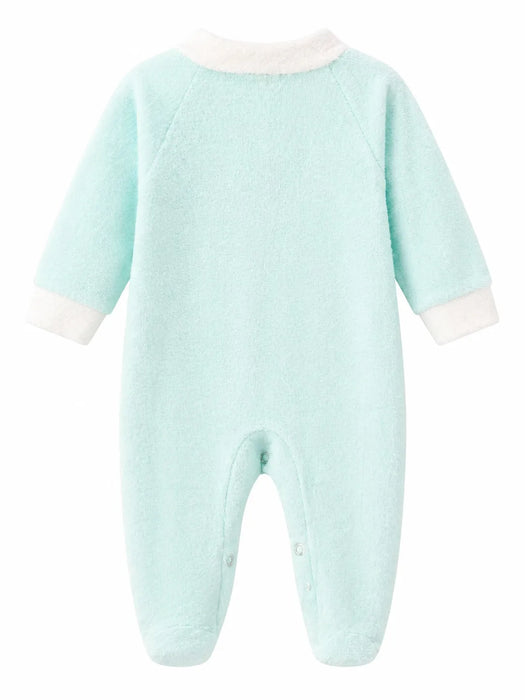 Goldtex GT10 baby romper in light blue with white cuffs, displayed flat on a white background.