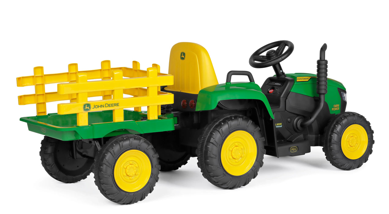 Goldtex - John Deere 12V Farm Power Ride-On Tractor with Remote | Peg Perego