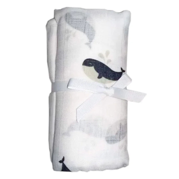 Goldtex - Muslin Cotton Baby Swaddle Blanket – Cherry & Whale Patterns
