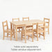 A high-quality product photo of a solid wood rectangular kids activity table with six matching chairs. Bilingual text at the bottom states: "Table sold separately / Table vendue séparément"