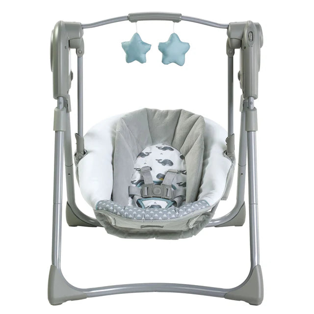 Graco® Slim Spaces Balancelle compacte pour bébé avec tissus recyclés et pliage compact