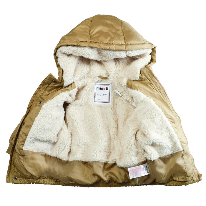 Manteau puffer pour bébé doublé en sherpa de Minoti - Tailles 9 à 24m