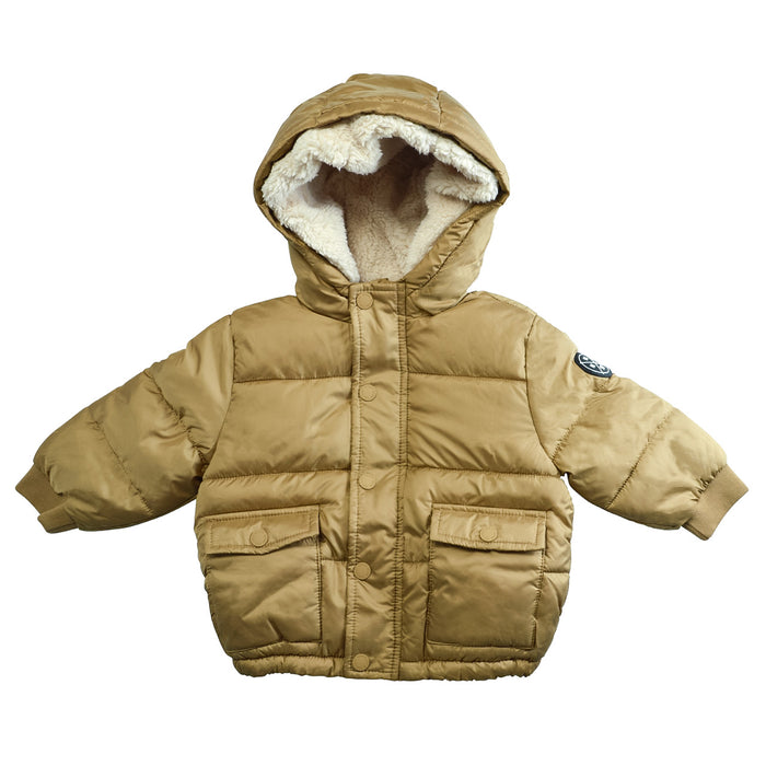 Manteau puffer pour bébé doublé en sherpa de Minoti - Tailles 9 à 24m