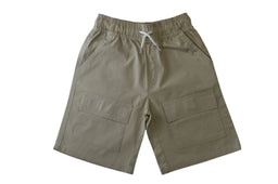 Green Jeans® - Green Jeans® Boys' Beige Cotton Cargo Shorts with White Drawstring