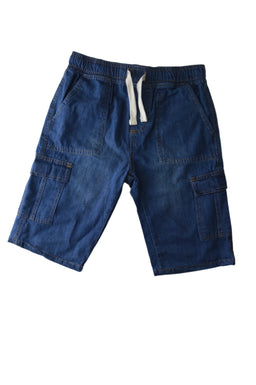 Green Jeans® - Green Jeans® Boys' Blue Denim Cargo Shorts with White Drawstring (7-16)