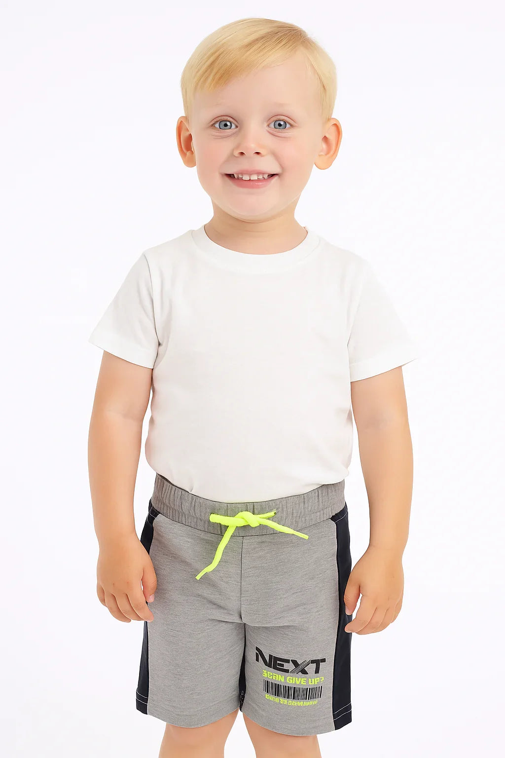 Green Jeans® - Green Jeans® Boys' Grey Sports Shorts with Black Side Panels & Neon Drawstring