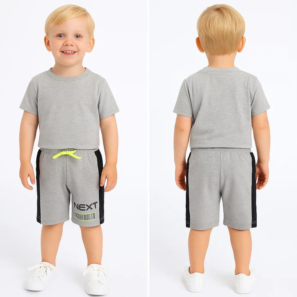 Green Jeans® - Green Jeans® Boys' Grey Sports Shorts with Black Side Panels & Neon Drawstring