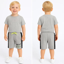 Green Jeans® - Green Jeans® Boys' Grey Sports Shorts with Black Side Panels & Neon Drawstring
