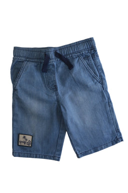 Green Jeans® - Green Jeans® Boys' Light Blue Denim Shorts with Surfing Patch and Navy Drawstring