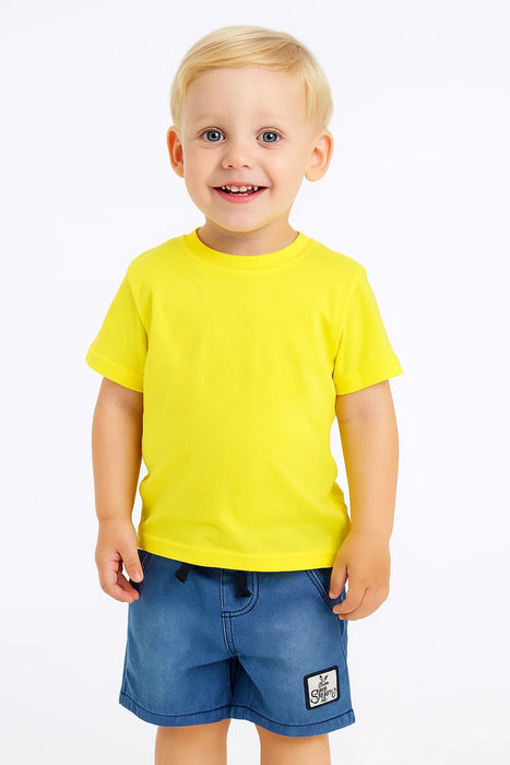 Green Jeans® - Green Jeans® Boys' Light Blue Denim Shorts with Surfing Patch and Navy Drawstring