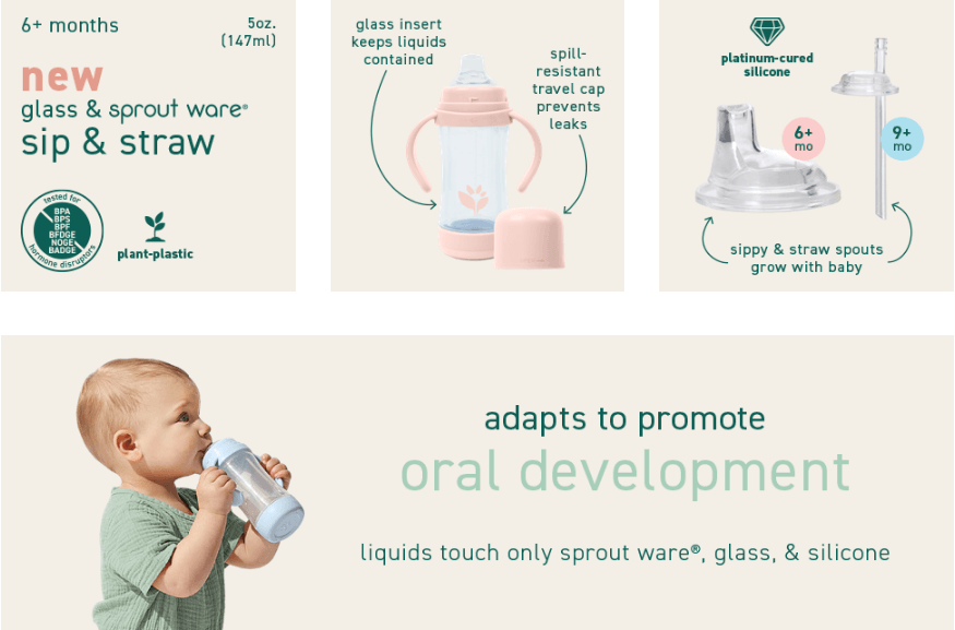 Green Sprouts® - Green Sprouts Glass and Sprout Ware Sip & Straw - 5oz.