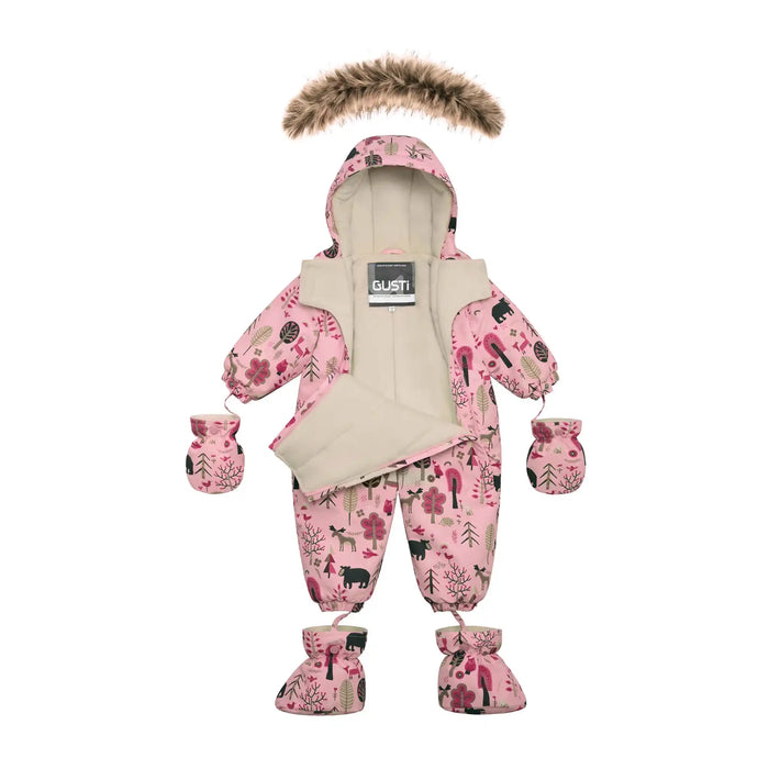 Combinaison de neige une-pièce pour bébé fille Gusti® Bambi - Rose, tailles 6M–18M | Style GW6GZ233