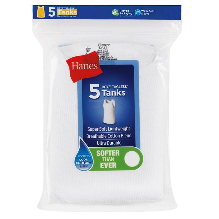 Hanes - Hanes Boys Tagless Tank Tops - 5pk