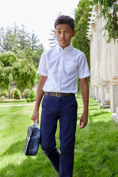 French Toast Boys School Uniform Short Sleeve Oxford Shirt - White - SE9003