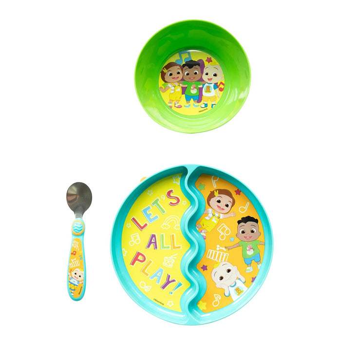 The First Years CoComelon 3-Piece Mealtime Set with Divided Suction Plate