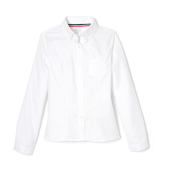 Chemise d'uniforme scolaire Oxford ajustée à manches longues pour filles de French Toast - Blanc - SE9287