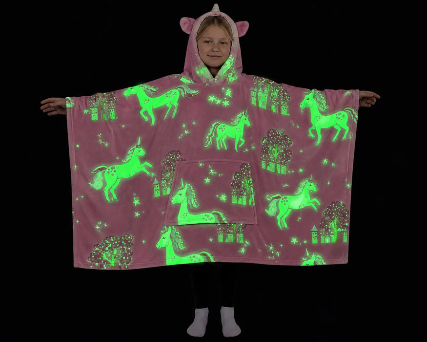 Hong&Atrs® Glow in the Dark Kids Hooded Blanket