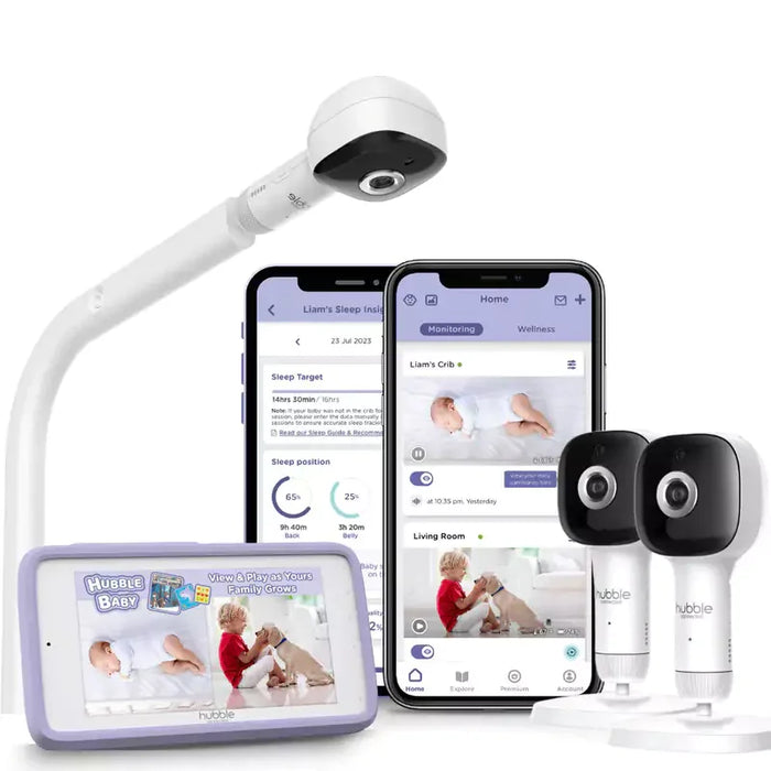 Hubble® - Hubble Connected SkyVision AI Pro Twin Smart Baby Monitor with Dual HD Cameras and Adjustable Crib Mount
