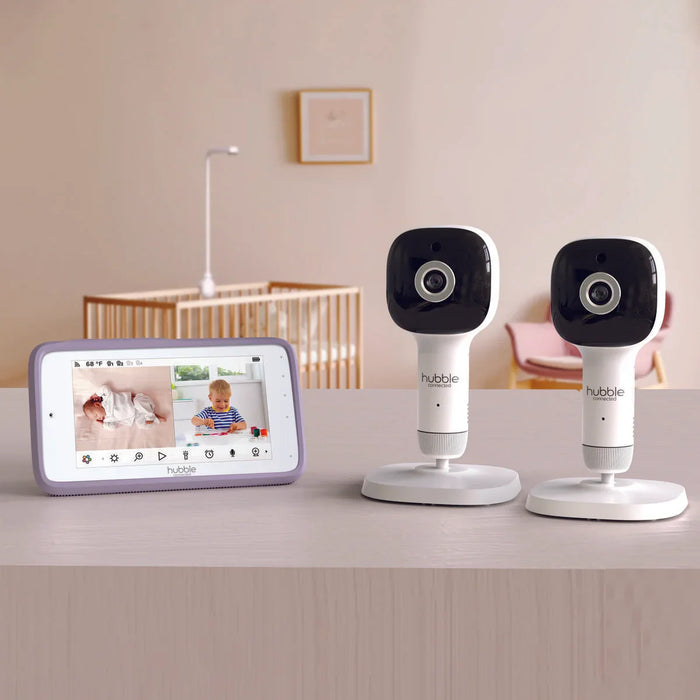 Hubble® - Hubble Connected SkyVision AI Pro Twin Smart Baby Monitor with Dual HD Cameras and Adjustable Crib Mount