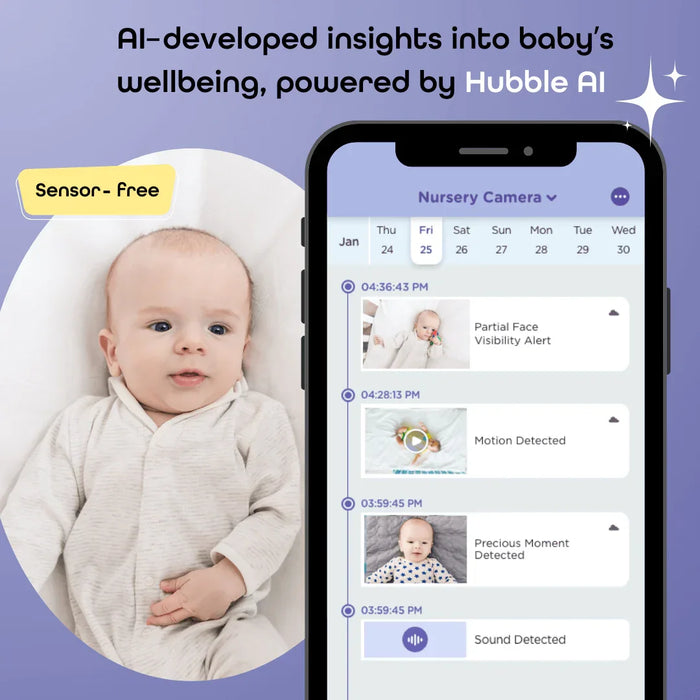 Hubble® - Hubble Connected SkyVision AI Pro Twin Smart Baby Monitor with Dual HD Cameras and Adjustable Crib Mount