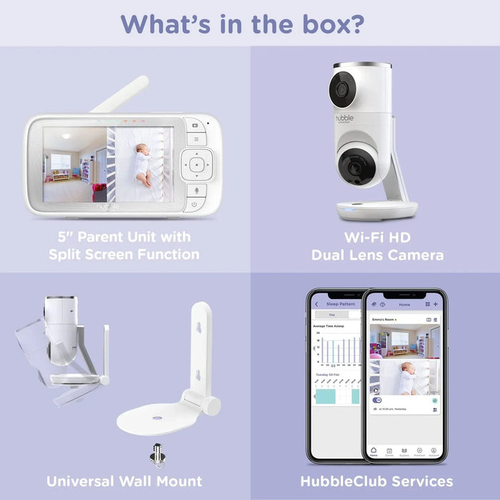 Hubble® - Hubble Nursery Pal Dual Vision Baby Monitor – 5" Smart WiFi Monitor with Dual Cameras