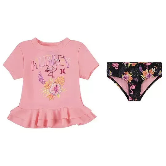 HURLEY® - Hurley Girls' [2-4T] Floral Rashguard Two-Piece Set