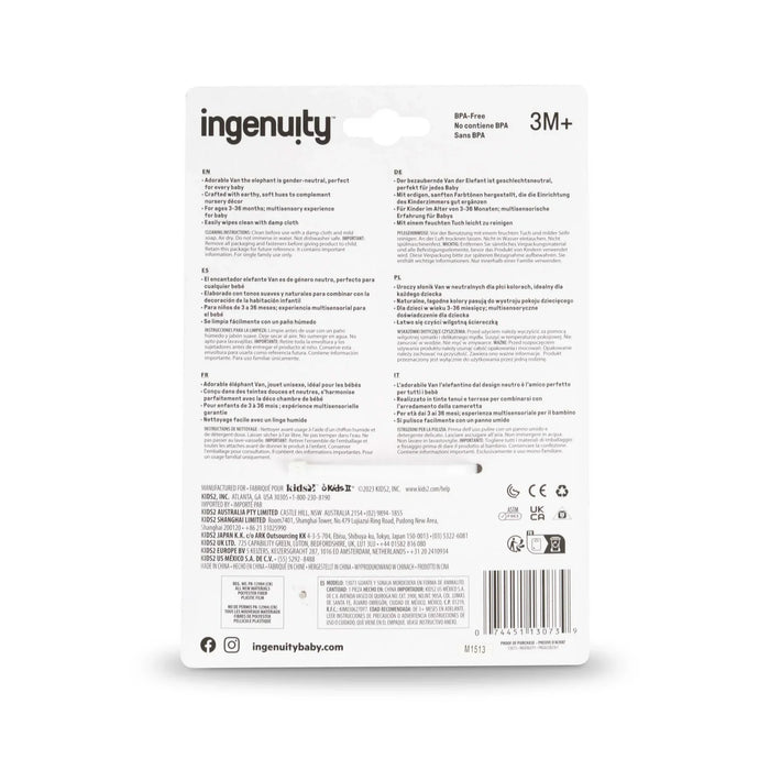 Ingenuity® - Ingenuity Van the Elephant | Baby Teething Mitt & Rattle