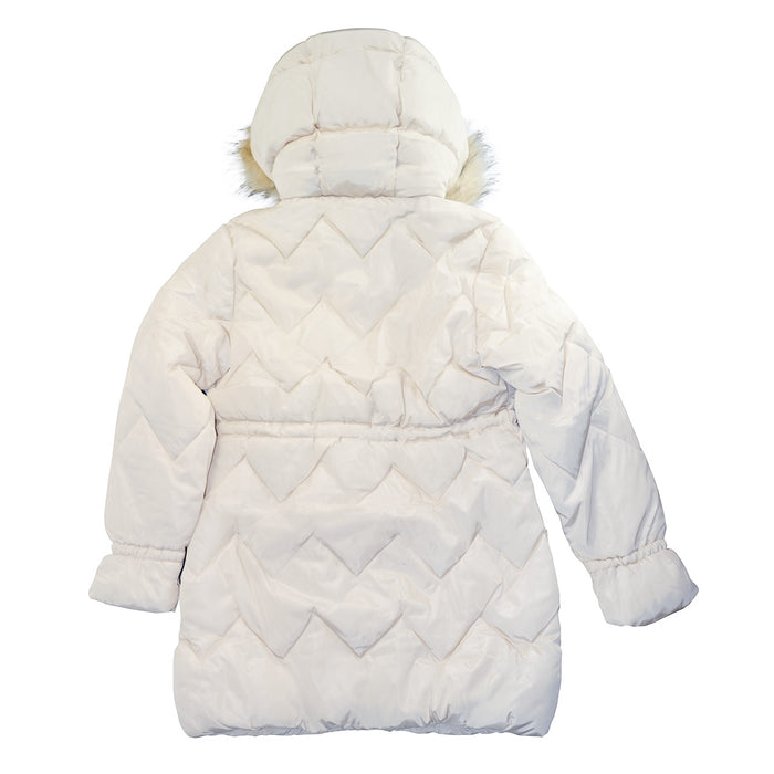 Manteau d’hiver long ivoire matelassé pour filles de Minoti – Tailles 8 à 14 ans