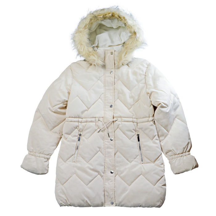 Manteau d’hiver long ivoire matelassé pour filles de Minoti – Tailles 8 à 14 ans