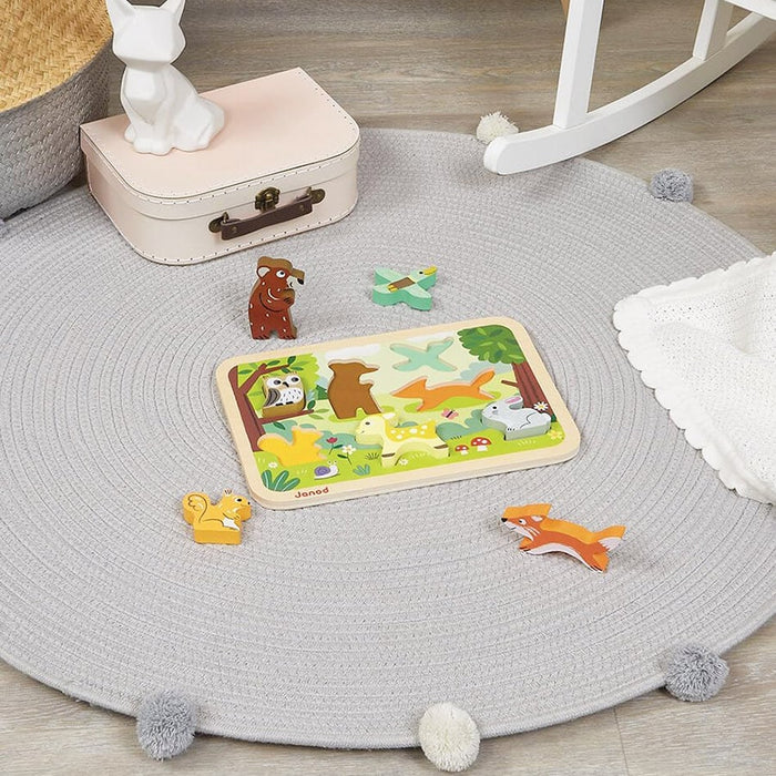 Janod Chunky Baby & Toddler Wooden Puzzle - Forest Animals