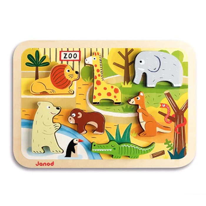 Janod Chunky Baby & Toddler Wooden Puzzle - Zoo Animals