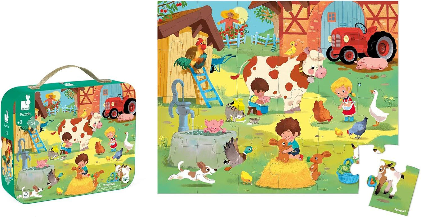 Janod® - Janod 24 Piece Children’s Jigsaw Puzzle - A Day at The Farm