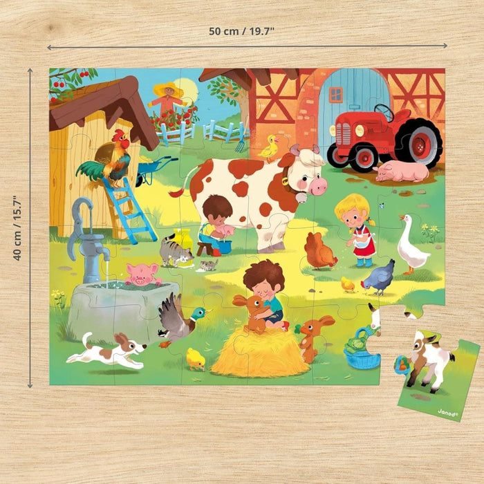 Janod® - Janod 24 Piece Children’s Jigsaw Puzzle - A Day at The Farm