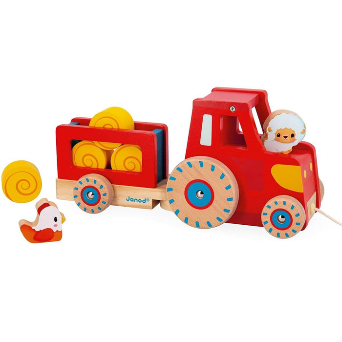 Janod® - Janod Children Farm Wooden Pull Along Tractor Playset