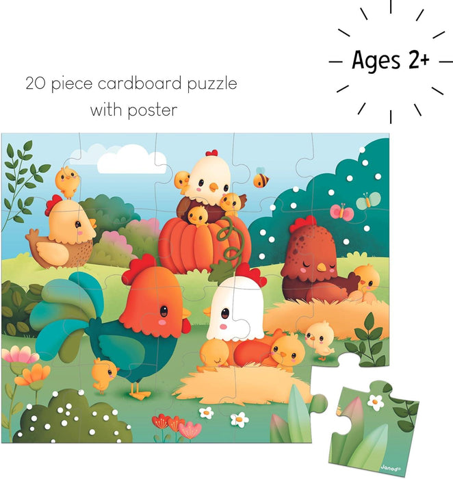 Janod® - Janod Children's Puzzle Welcome to the Farmyard - 20 Pieces