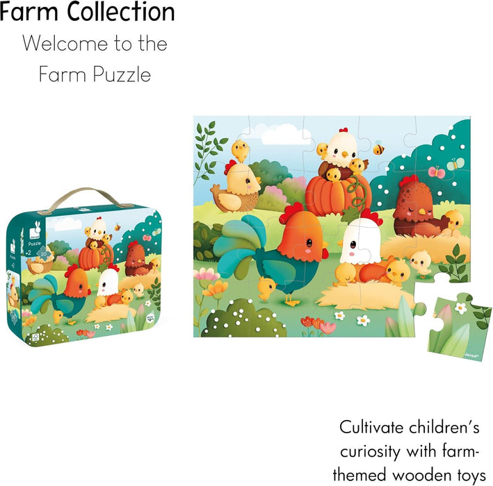 Janod® - Janod Children's Puzzle Welcome to the Farmyard - 20 Pieces