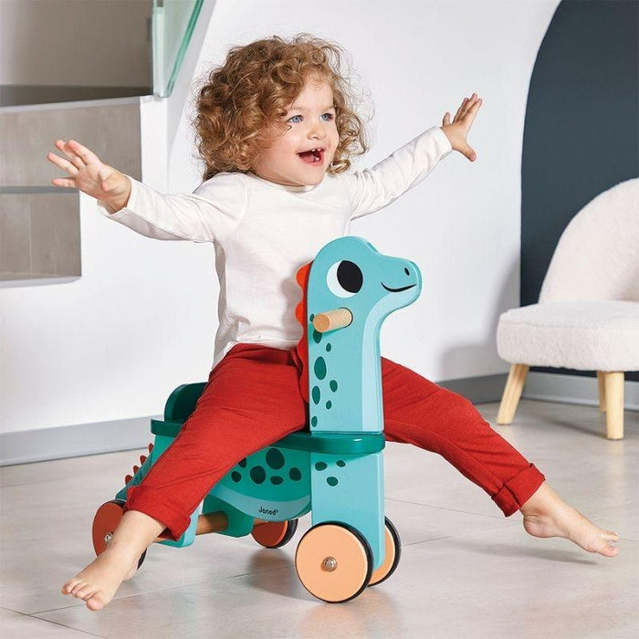 Janod® - Janod Children Wooden Dino Ride-on Toy - Portosaurus