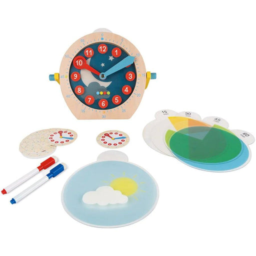 Janod® - Janod Learn to Tell Time Wooden Clock Toy - Bilingual (English-French)