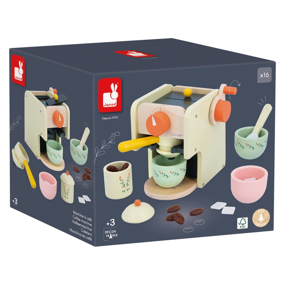 Janod® - Janod Mamie Soleil Pretend Play Wooden Coffee Machine Set