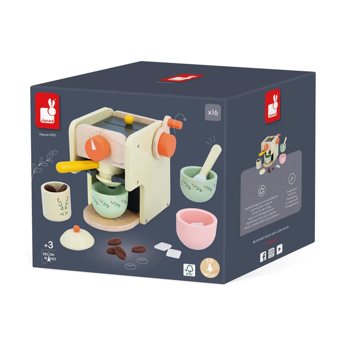 Janod® - Janod Mamie Soleil Pretend Play Wooden Coffee Machine Set