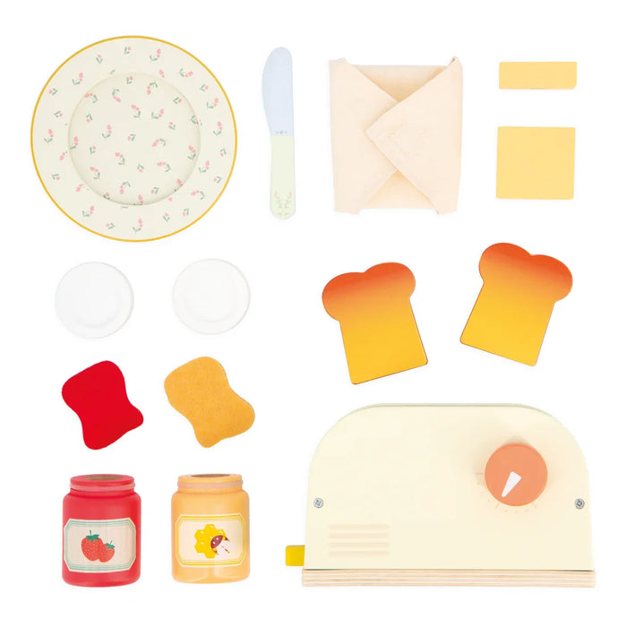 Janod® - Janod Mamie Soleil Pretend Play Wooden Toaster Set