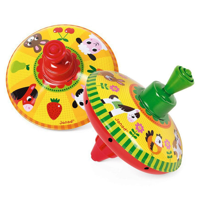 Janod Farm Metal Spinning Top Toy - 1 Unit