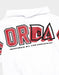White kids' hoodie with bold red 'ORDA' graphic and 'Inspired by the Greatest' text on the back.