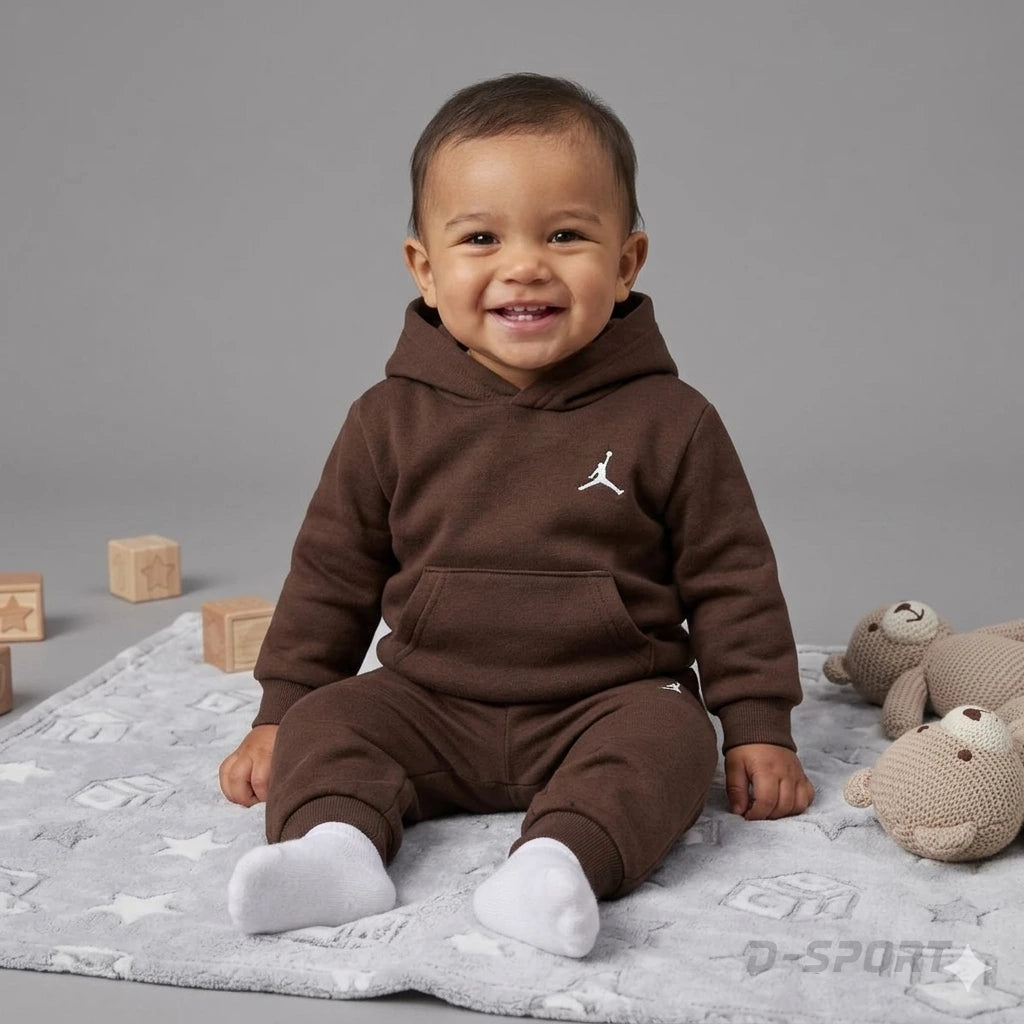 Jordan kids fleece jogger set Brown 01
